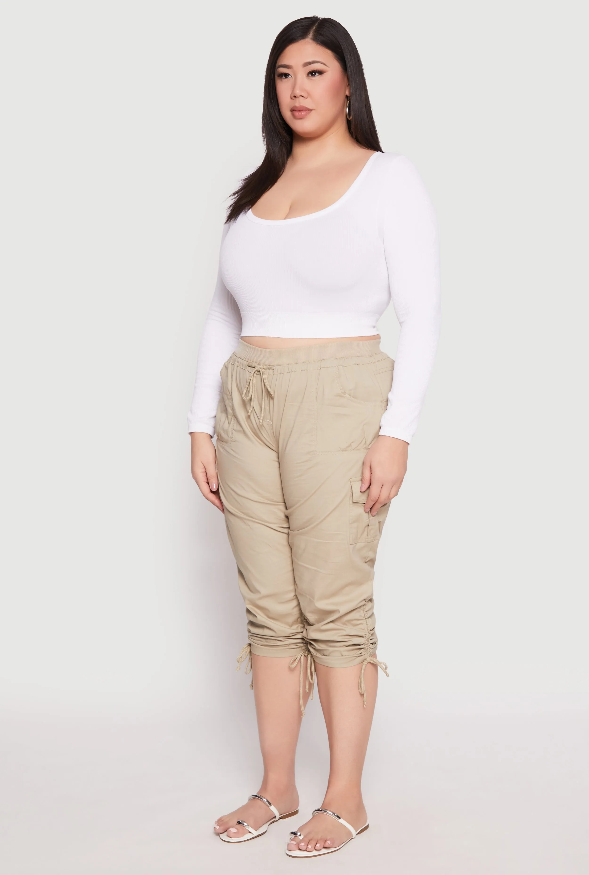 Plus Size Side Ruched Bermuda Shorts sold by Rainbow product image thumbnail 3