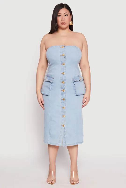 Plus Size Daisy Denim Tube Dress sold by Rainbow