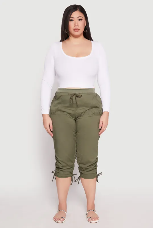 Plus Size Side Ruched Bermuda Shorts sold by Rainbow