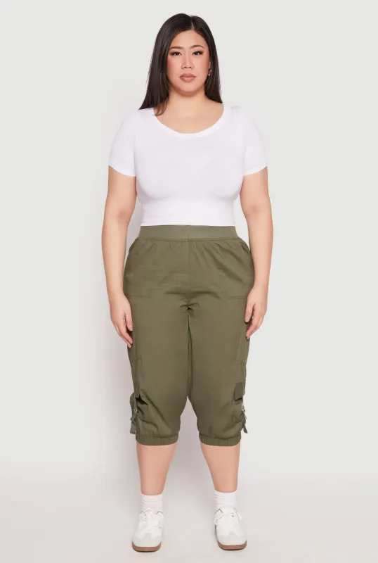Plus Size Poplin Pull On Capri Pants sold by Rainbow