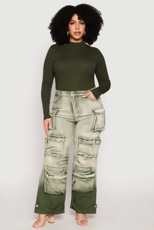 Plus Size Daisy Mineral Wash Cargo Jeans sold by Rainbow