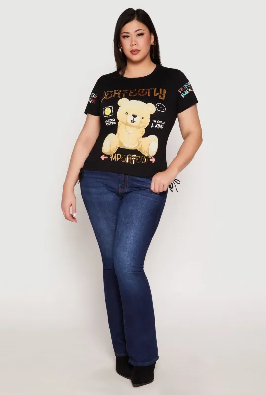 Plus Size Sequin Perfectly Imperfect Graphic Tee sold by Rainbow