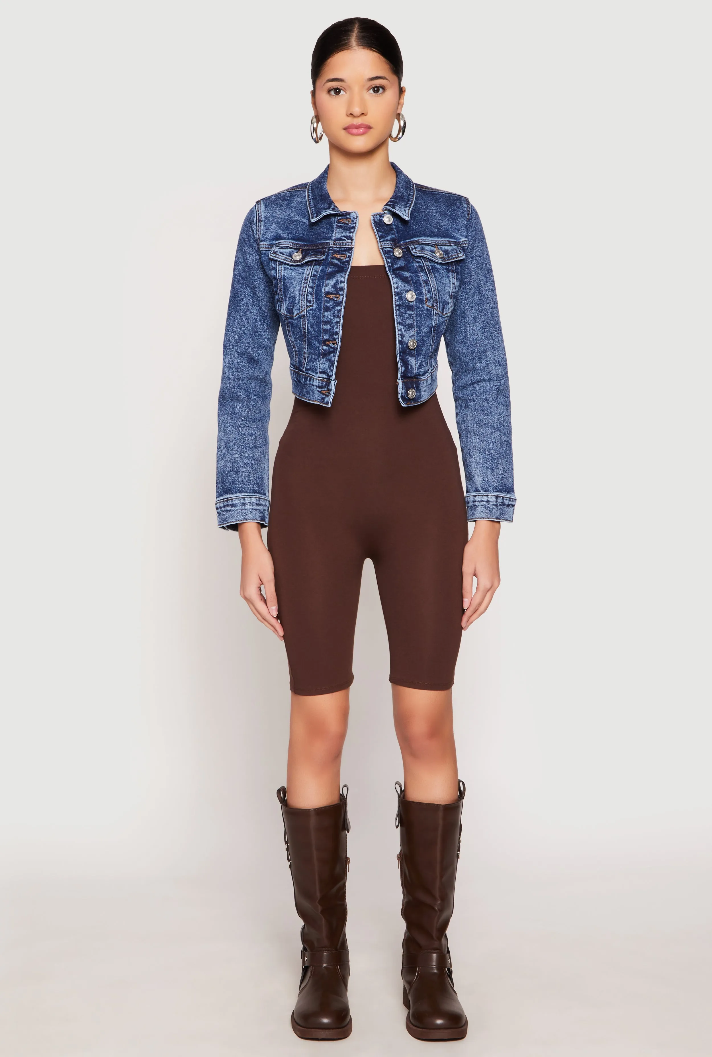 WAX Mineral Wash Cropped Denim Jacket sold by Rainbow