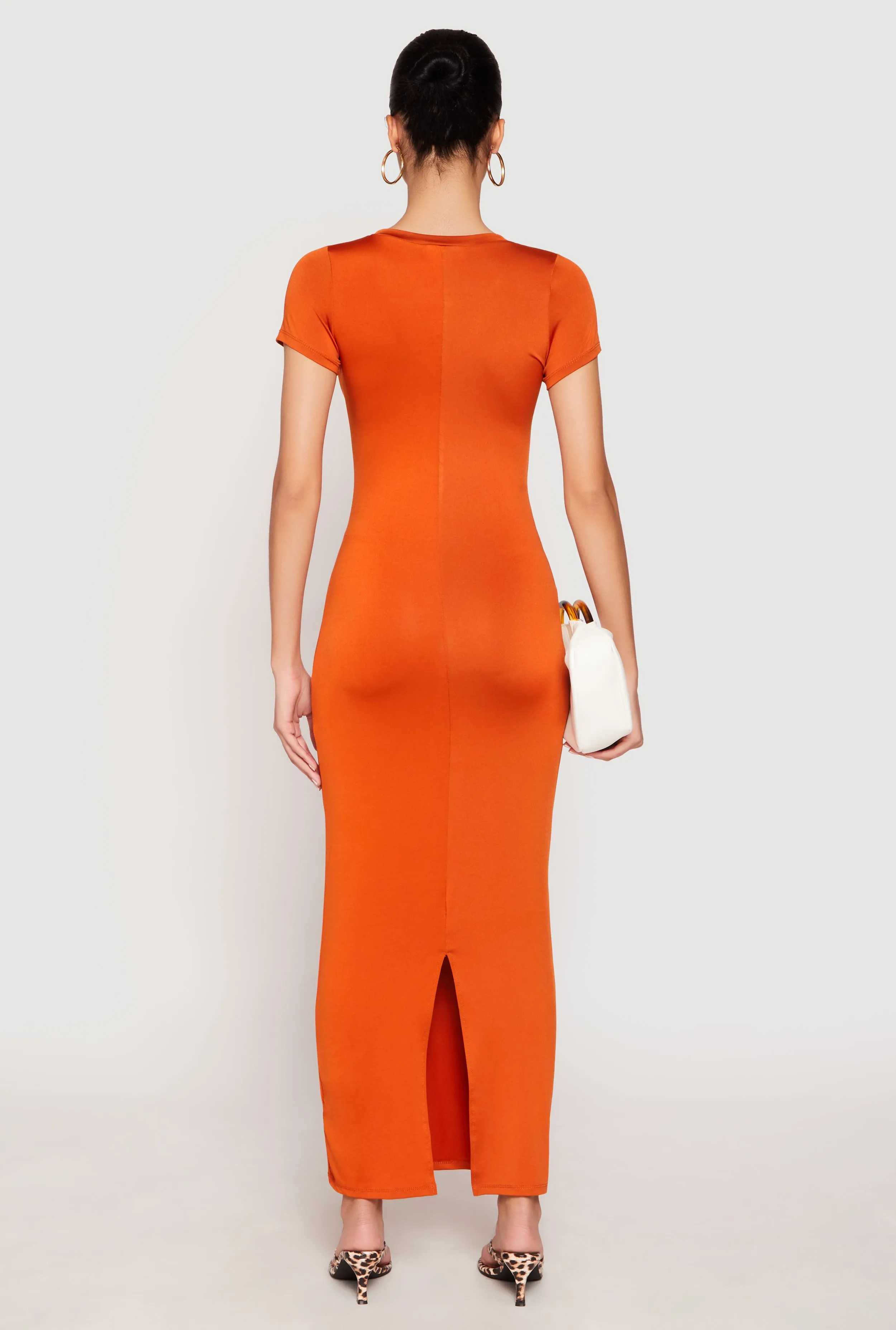 Short Sleeve Slit Back Maxi Dress sold by Rainbow product image thumbnail 3