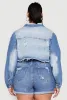 Plus Size Distressed Denim Jacket sold by Rainbow