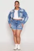 Plus Size Distressed Denim Jacket sold by Rainbow