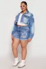 Plus Size Distressed Denim Jacket sold by Rainbow