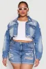Plus Size Distressed Denim Jacket sold by Rainbow