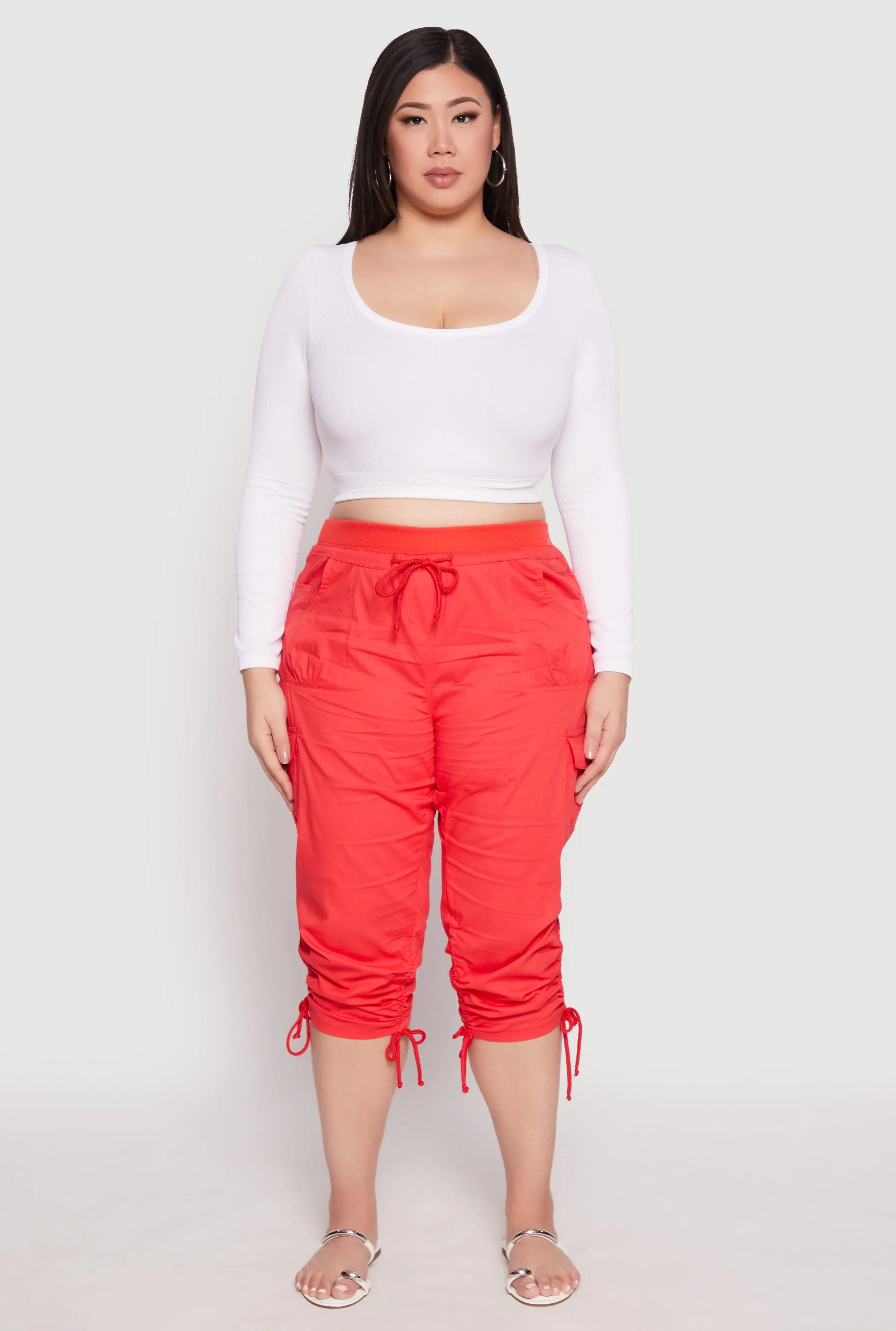 Plus Size Side Ruched Bermuda Shorts sold by Rainbow