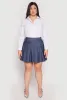 Plus Size Denim High Waisted Pleated Skirt sold by Rainbow