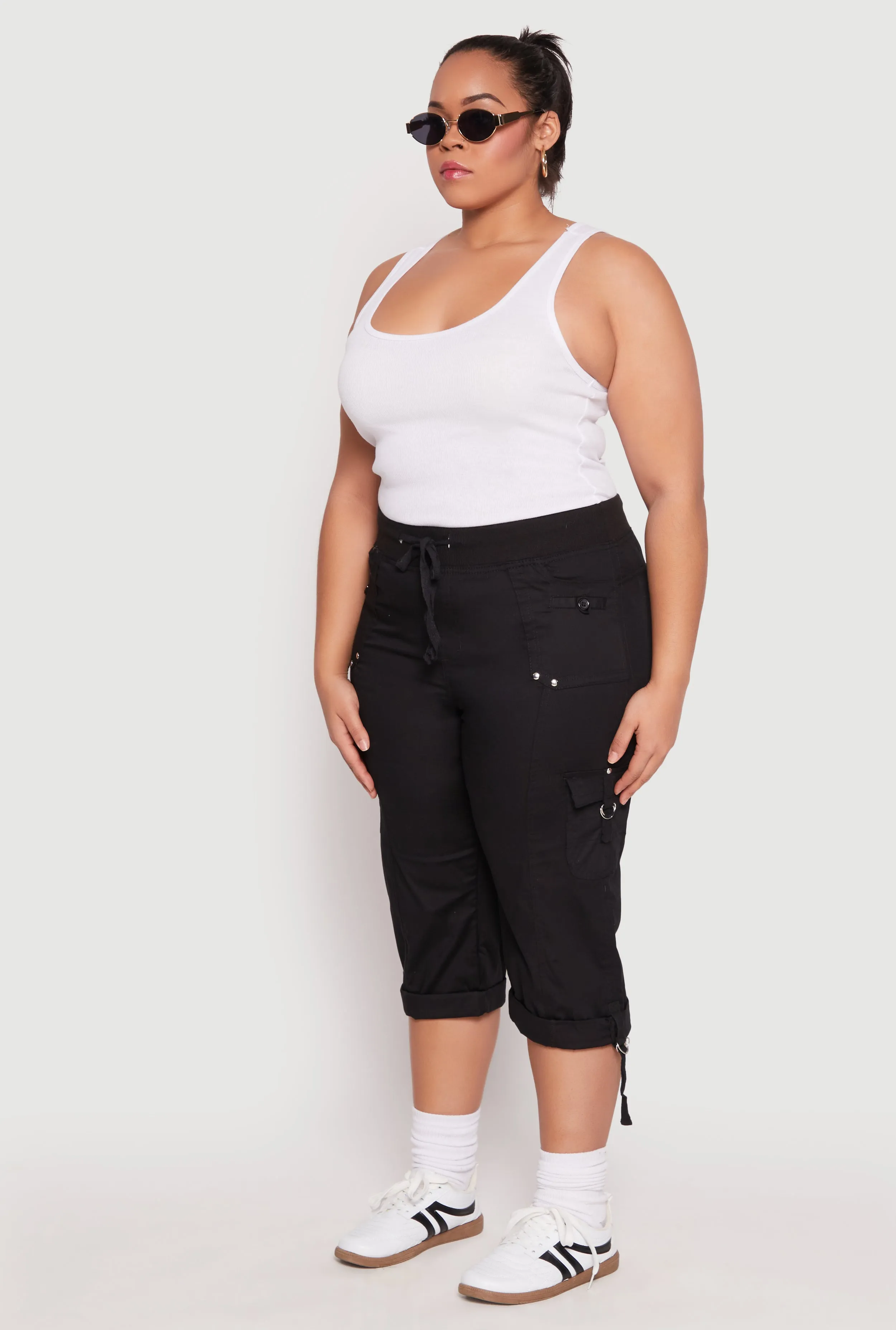 Plus Size Poplin Rolled Cuff Capri Pants sold by Rainbow product image thumbnail 3