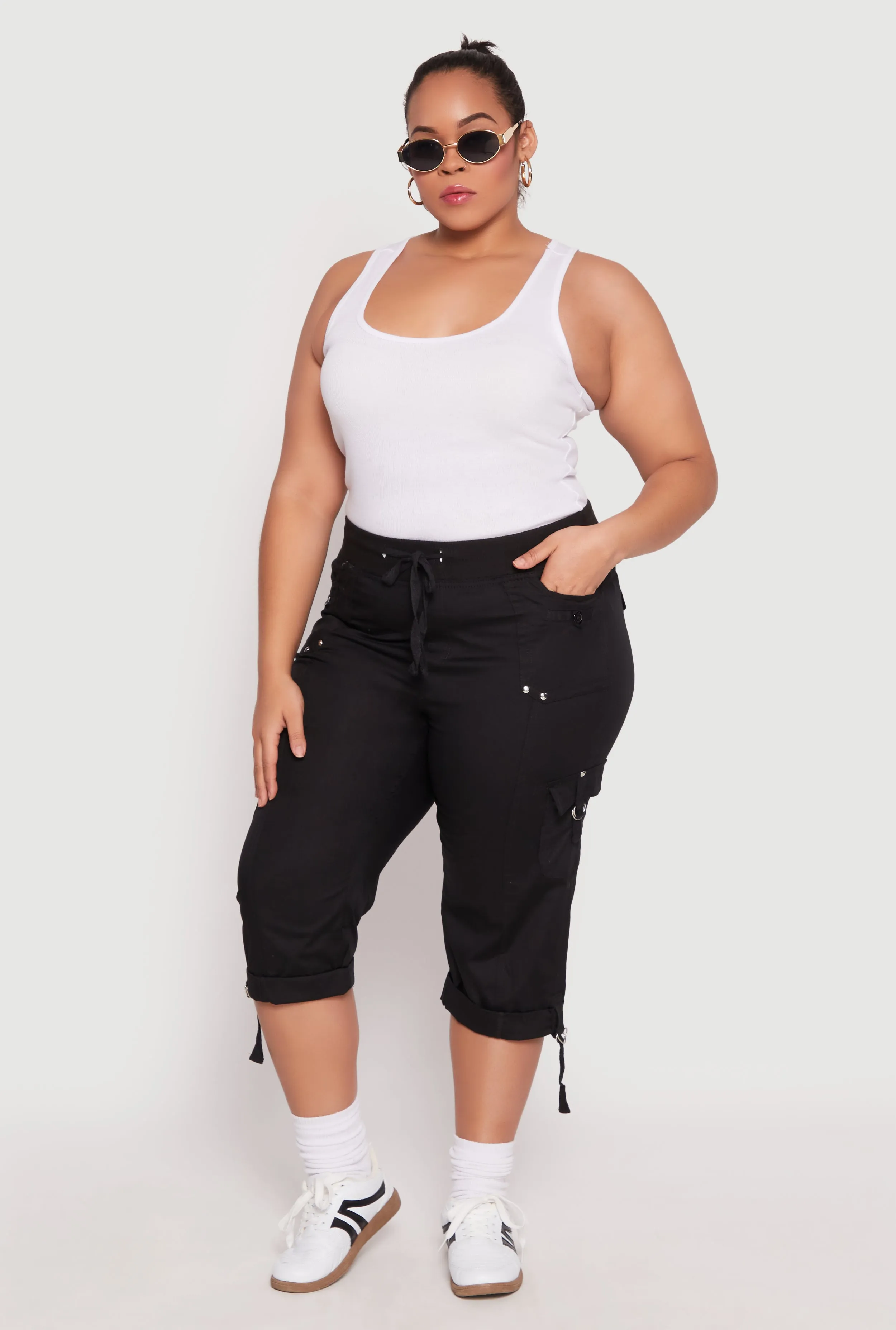 Plus Size Poplin Rolled Cuff Capri Pants sold by Rainbow product image thumbnail 2