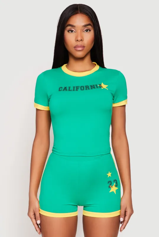 California Short Sleeve Crop Top sold by Rainbow