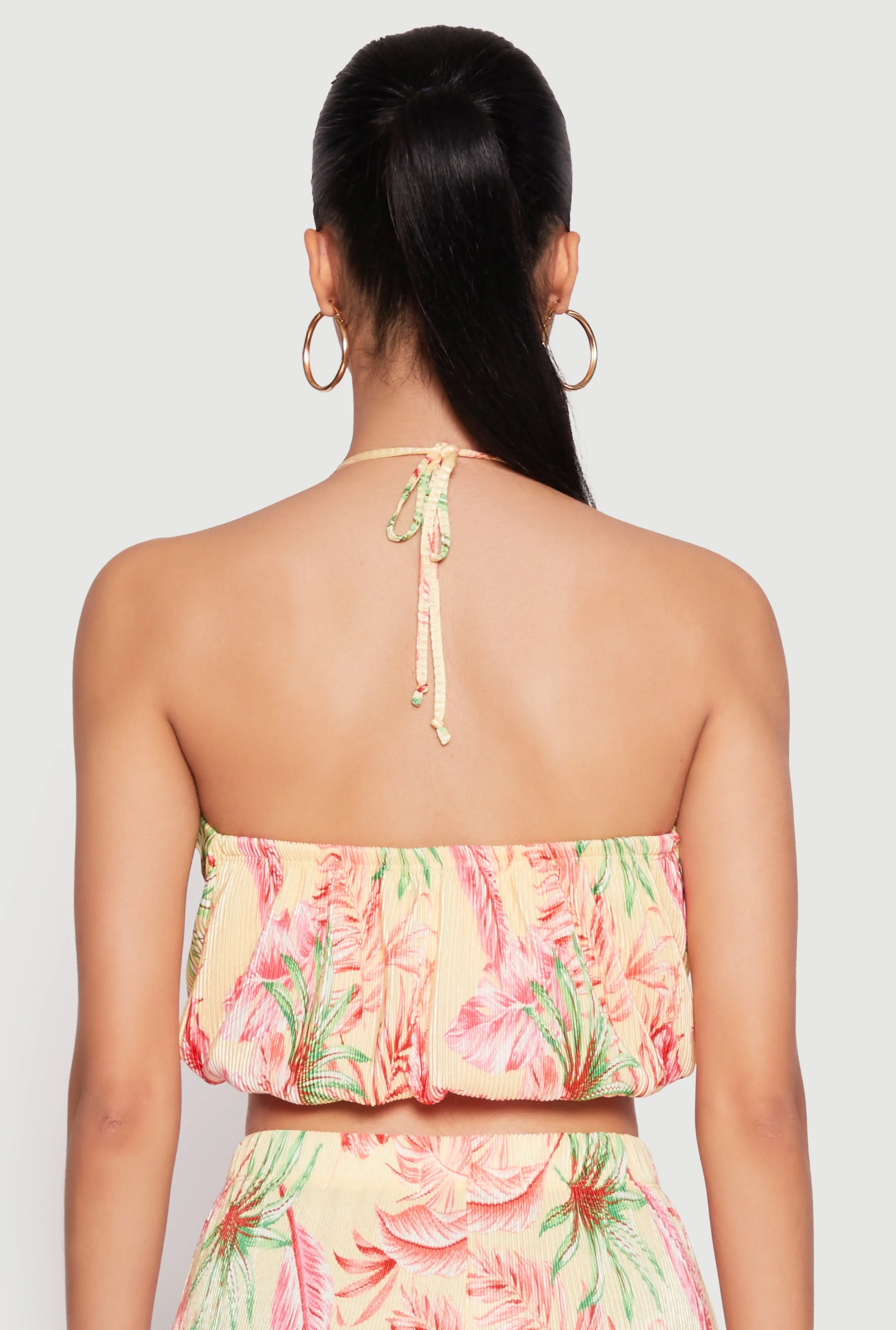 Almost Famous Plisse Tropical Print Halter Crop Top sold by Rainbow product image thumbnail 5