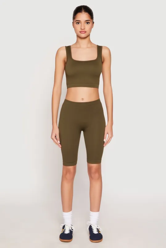 Seamless Ribbed Knit Tank Top and Biker Shorts sold by Rainbow