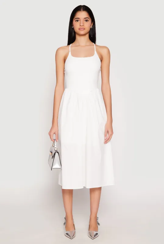 Almost Famous Sleeveless Empire Waist Midi Dress sold by Rainbow