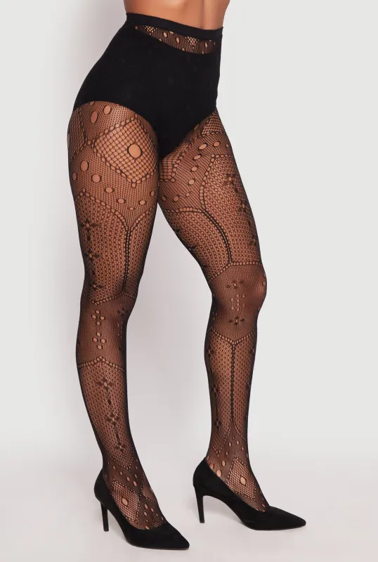 Fishnet Patterned High Waist Tights sold by Rainbow