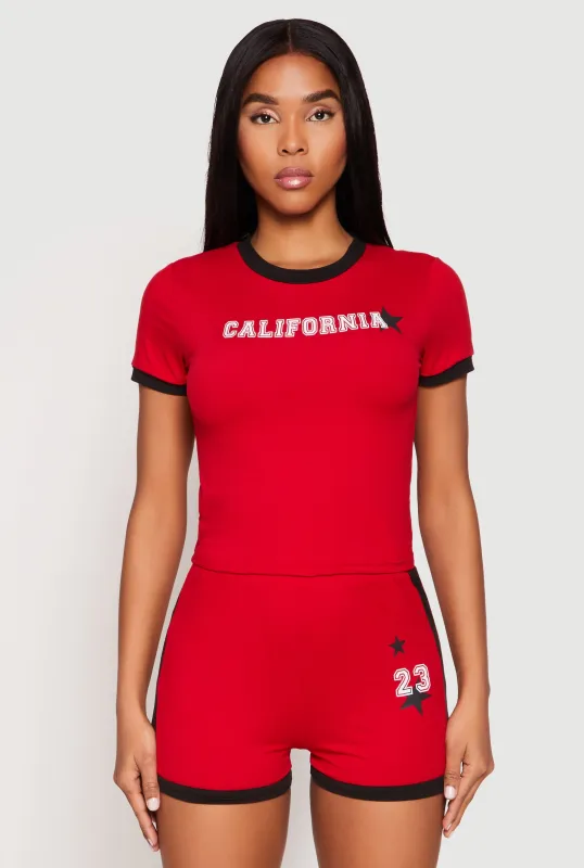 California Short Sleeve Crop Top sold by Rainbow