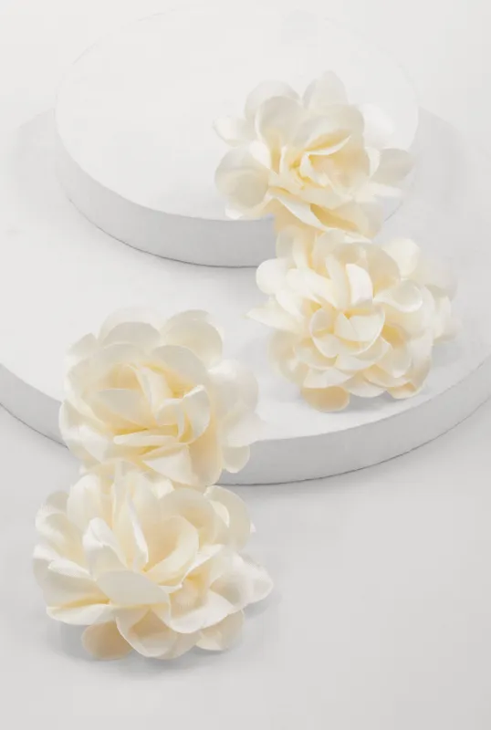 Satin 3D Flower Drop Earrings sold by Rainbow