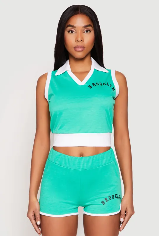 Brooklyn Sleeveless Johnny Collar Top sold by Rainbow