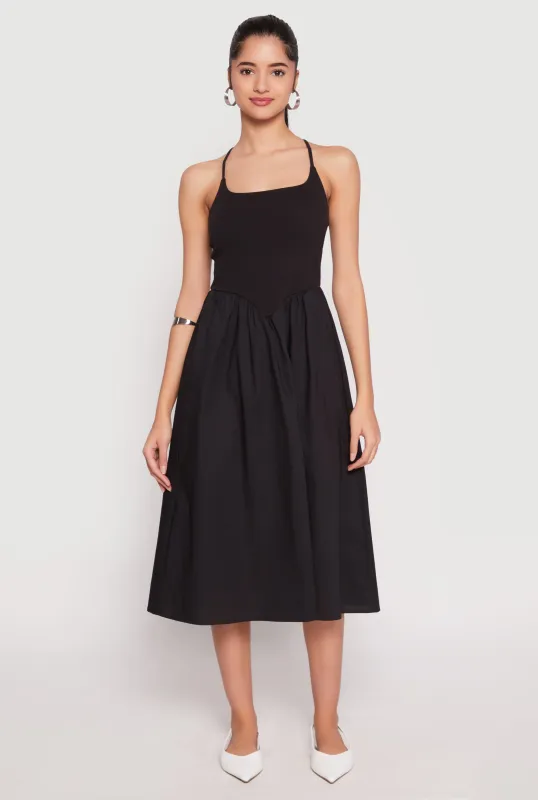 Almost Famous Sleeveless Empire Waist Midi Dress sold by Rainbow