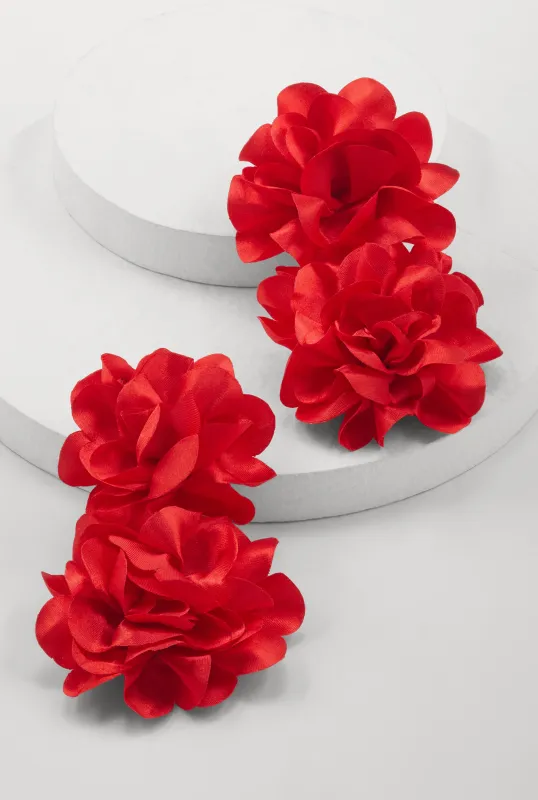 Satin 3D Flower Drop Earrings sold by Rainbow