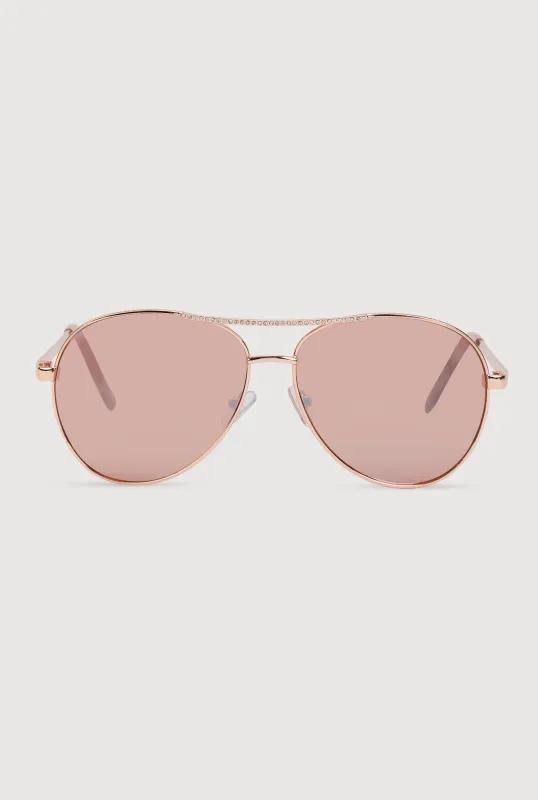 Rhinestone Detail Aviator Sunglasses sold by Rainbow