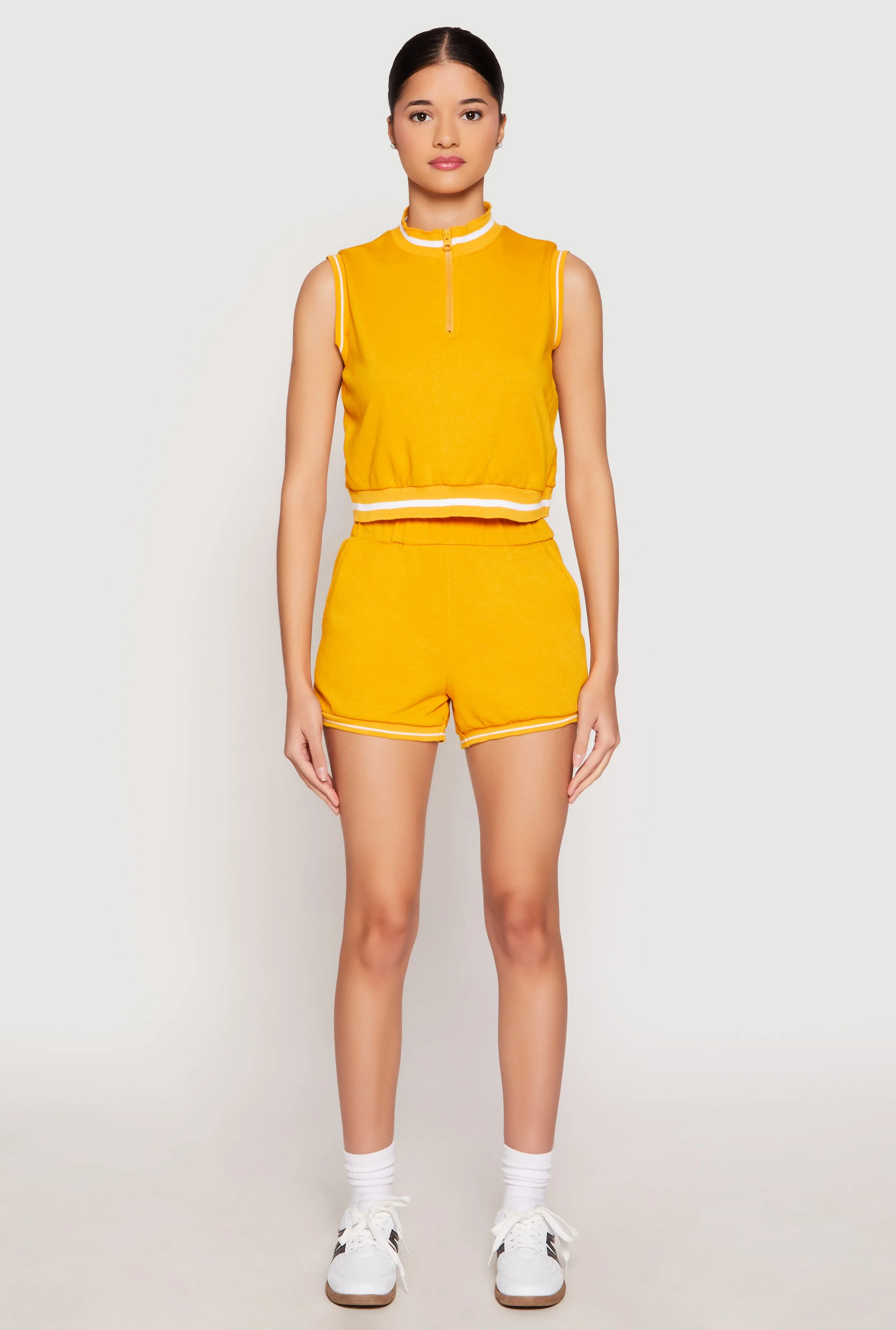 Striped Trim Sleeveless Half Zip Top sold by Rainbow product image thumbnail 2