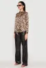 Satin Leopard Print Button Front Shirt sold by Rainbow
