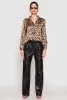Satin Leopard Print Button Front Shirt sold by Rainbow