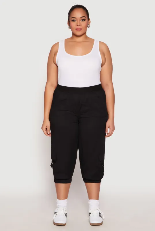 Plus Size Poplin Pull On Capri Pants sold by Rainbow