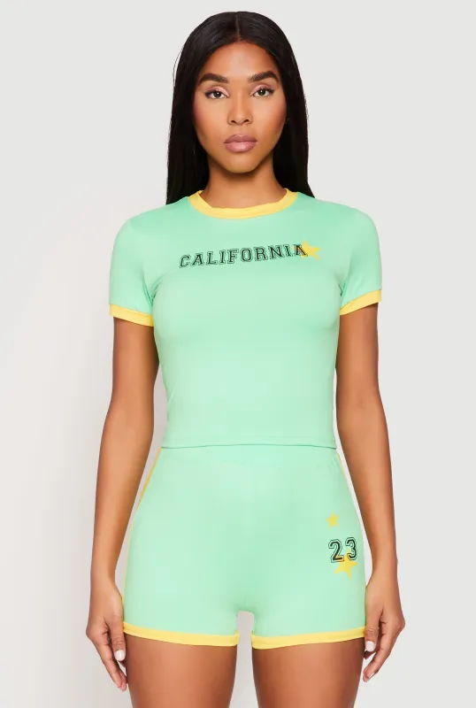 California Short Sleeve Crop Top sold by Rainbow
