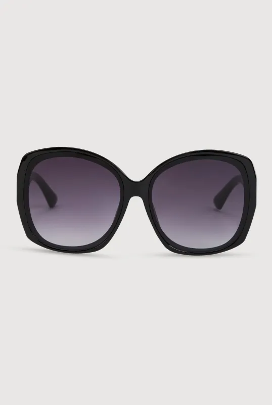 Oversized Ombre Lens Metallic Temple Sunglasses sold by Rainbow