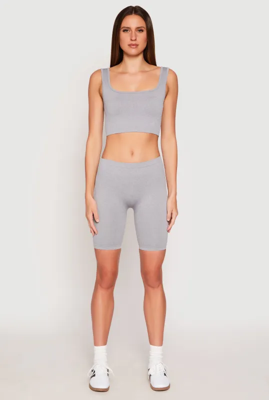 Seamless Ribbed Knit Tank Top and Biker Shorts sold by Rainbow