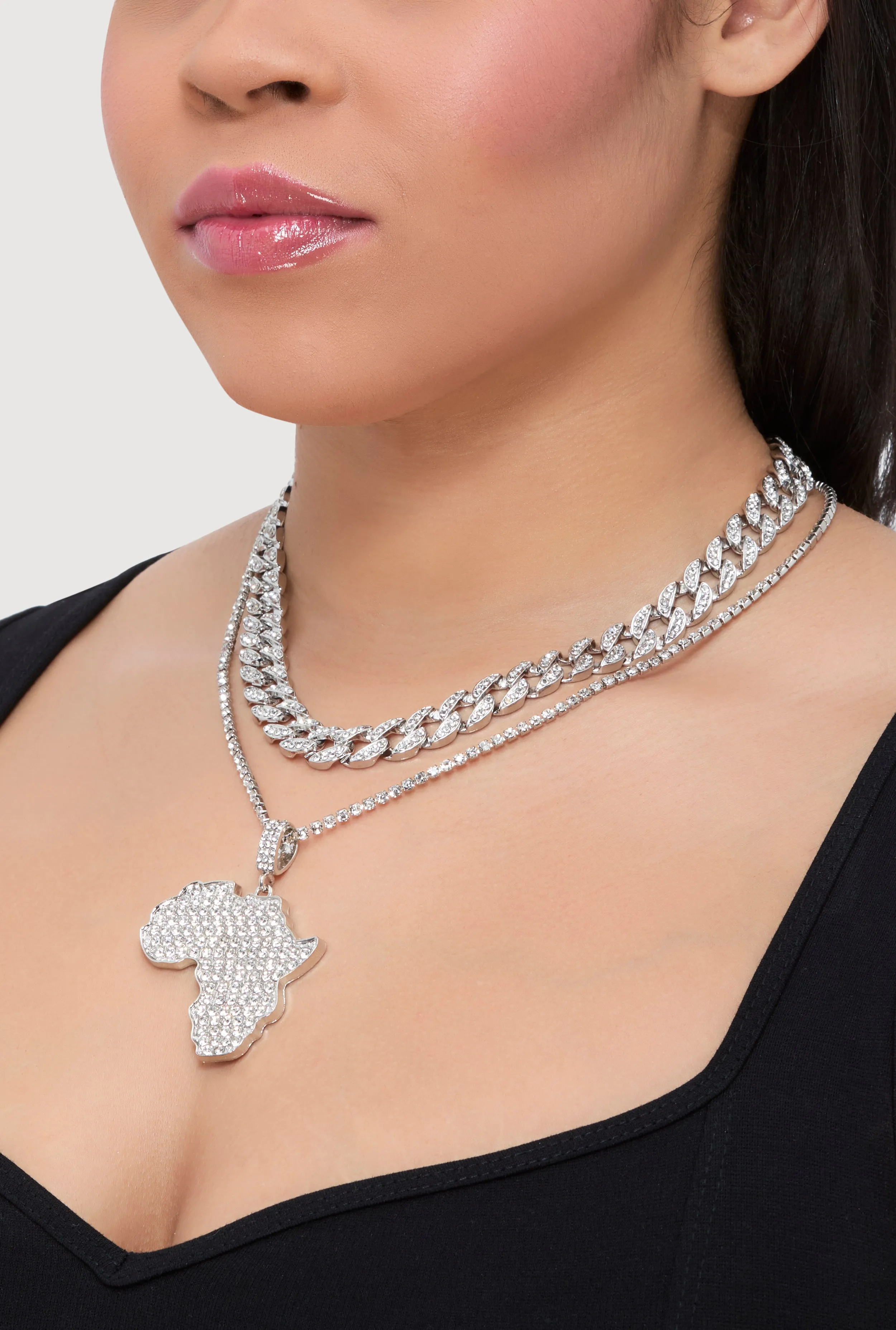 Africa Pendant Layered Chain Link Tennis Necklace sold by Rainbow product image thumbnail 2