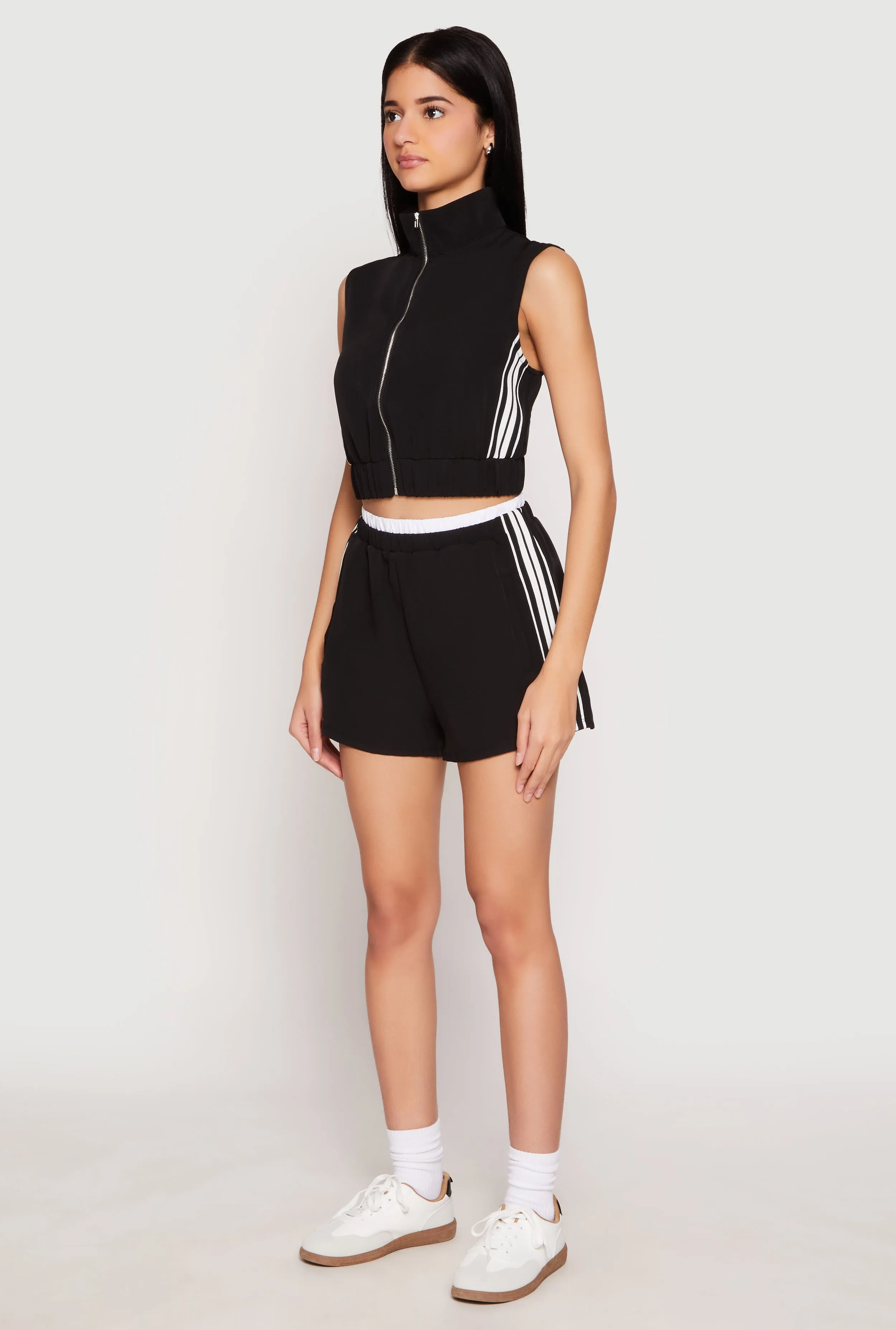 Side Stripe Sleeveless Zip Up Vest sold by Rainbow product image thumbnail 3