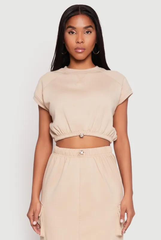 Almost Famous Cap Sleeve Cropped Sweatshirt sold by Rainbow