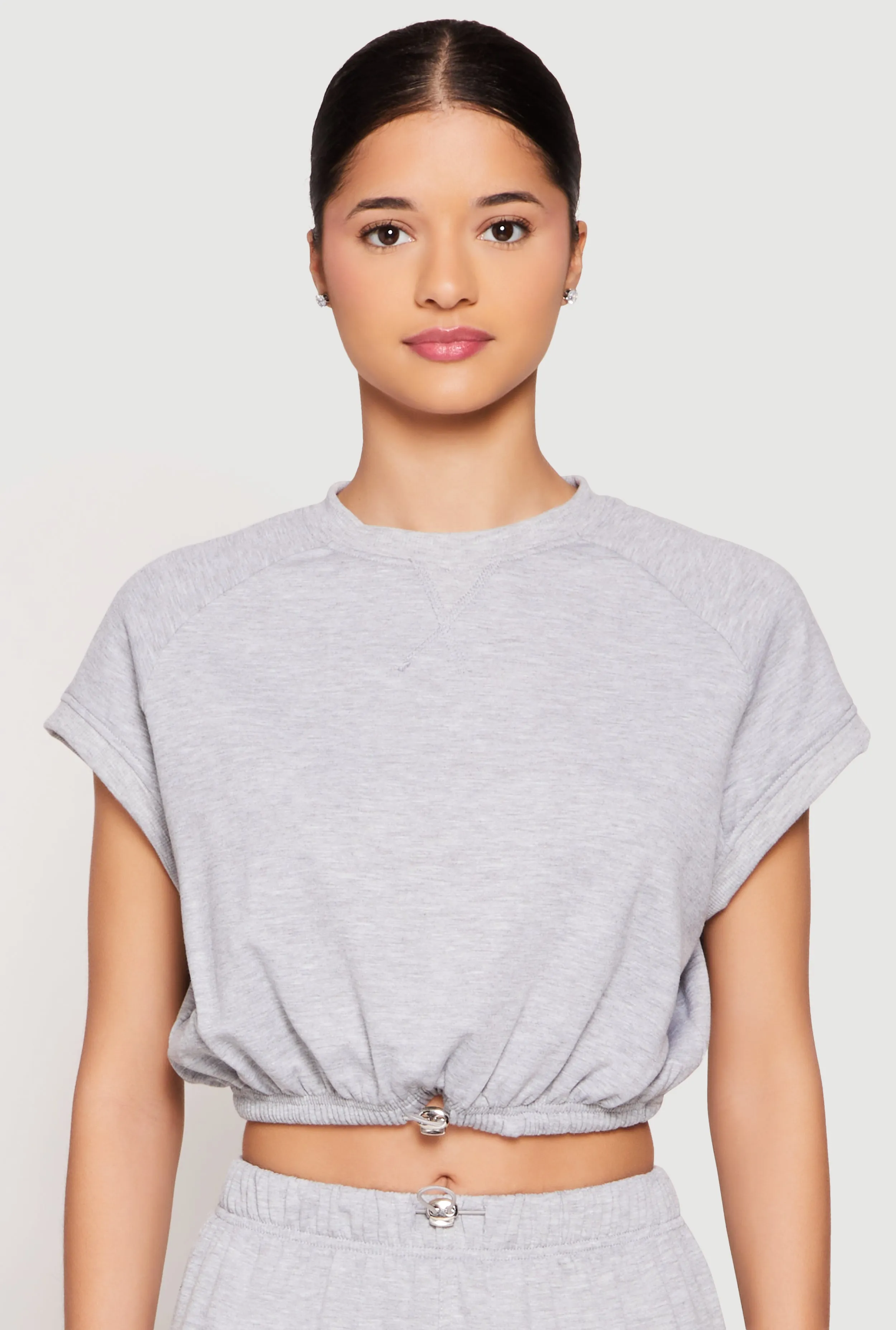 Almost Famous Cap Sleeve Cropped Sweatshirt sold by Rainbow