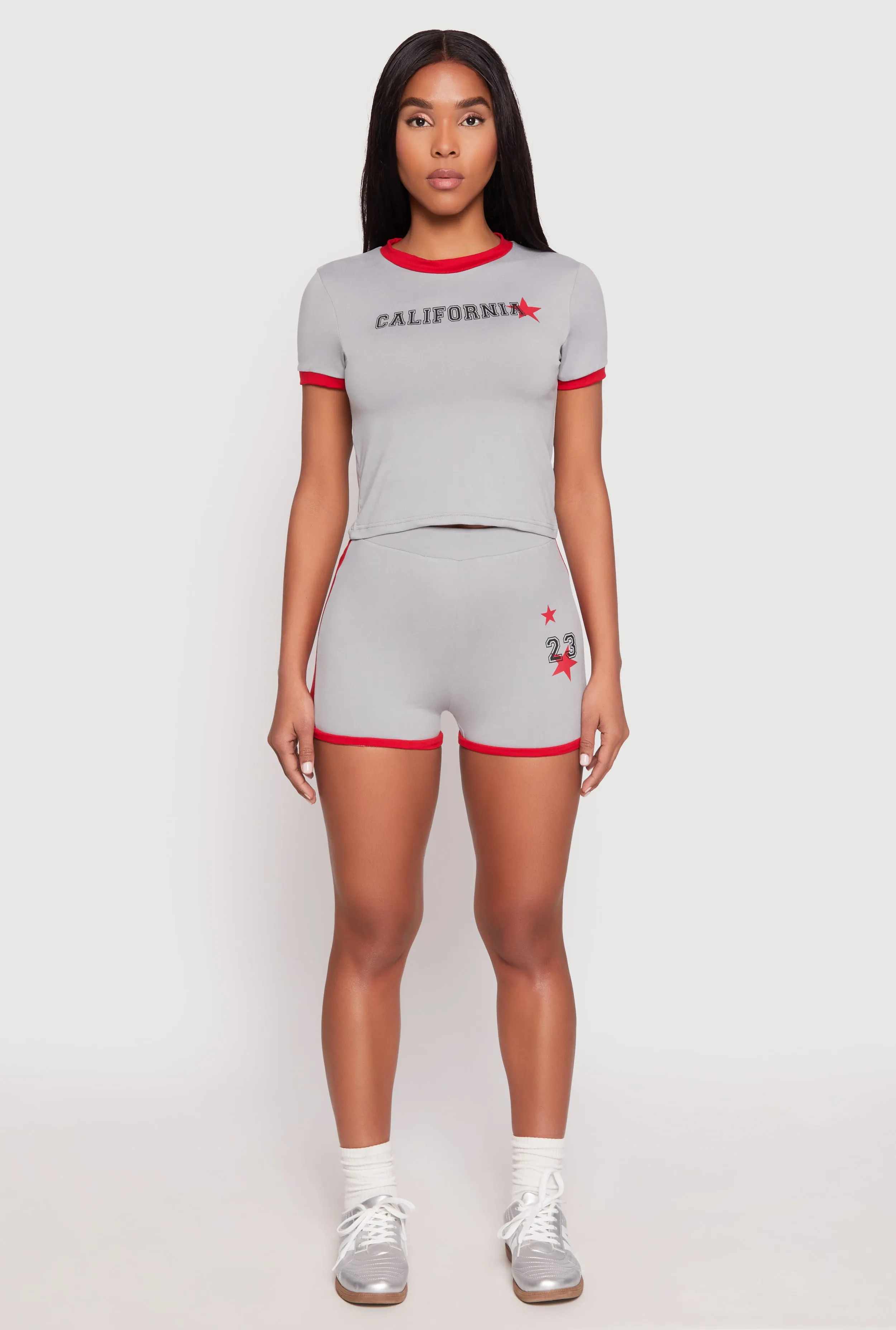 Contrast Trim 23 Graphic Shorts sold by Rainbow