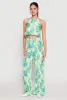 Almost Famous Plisse Tropical Print Cropped Halter Top sold by Rainbow