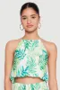 Almost Famous Plisse Tropical Print Cropped Halter Top sold by Rainbow
