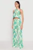 Almost Famous Plisse Tropical Print Cropped Halter Top sold by Rainbow