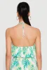 Almost Famous Plisse Tropical Print Cropped Halter Top sold by Rainbow