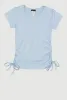 Girls Ribbed Knit Side Ruched Tee sold by Rainbow