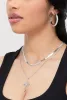 Cubic Zirconia Cross Charm Layered Necklace with Hoop Earrings sold by Rainbow