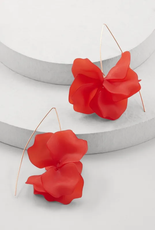 3D Resin Rose Petal Dangle Earrings sold by Rainbow