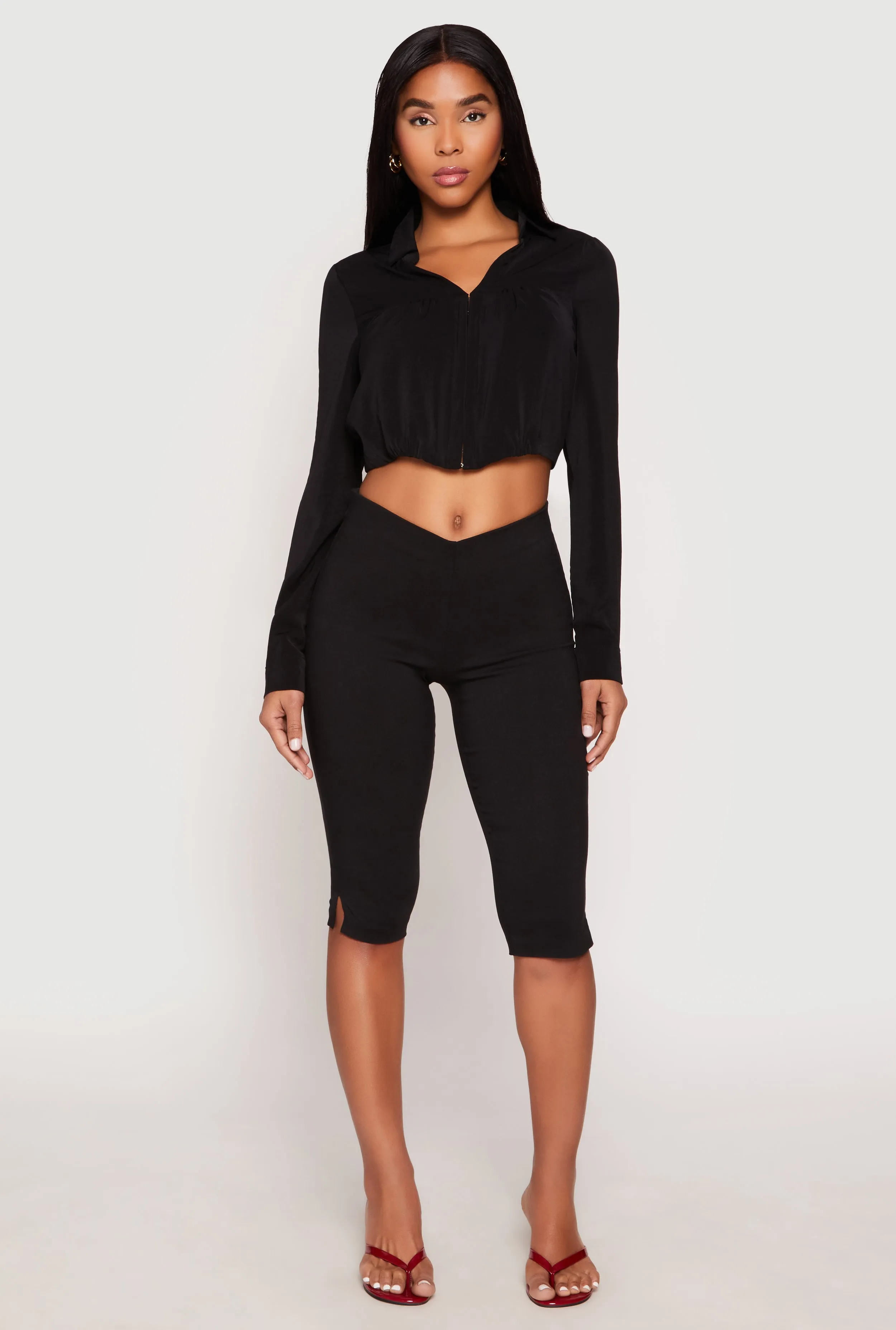 Long Sleeve Hook and Eye Cropped Blouse sold by Rainbow product image thumbnail 3