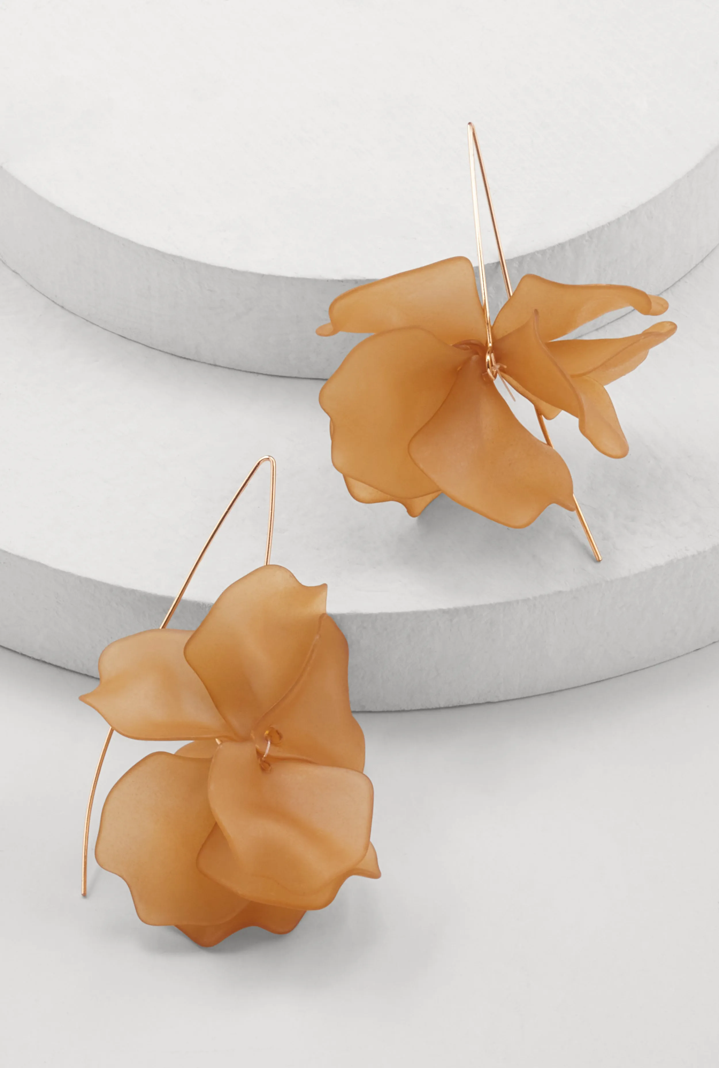 3D Resin Rose Petal Dangle Earrings sold by Rainbow