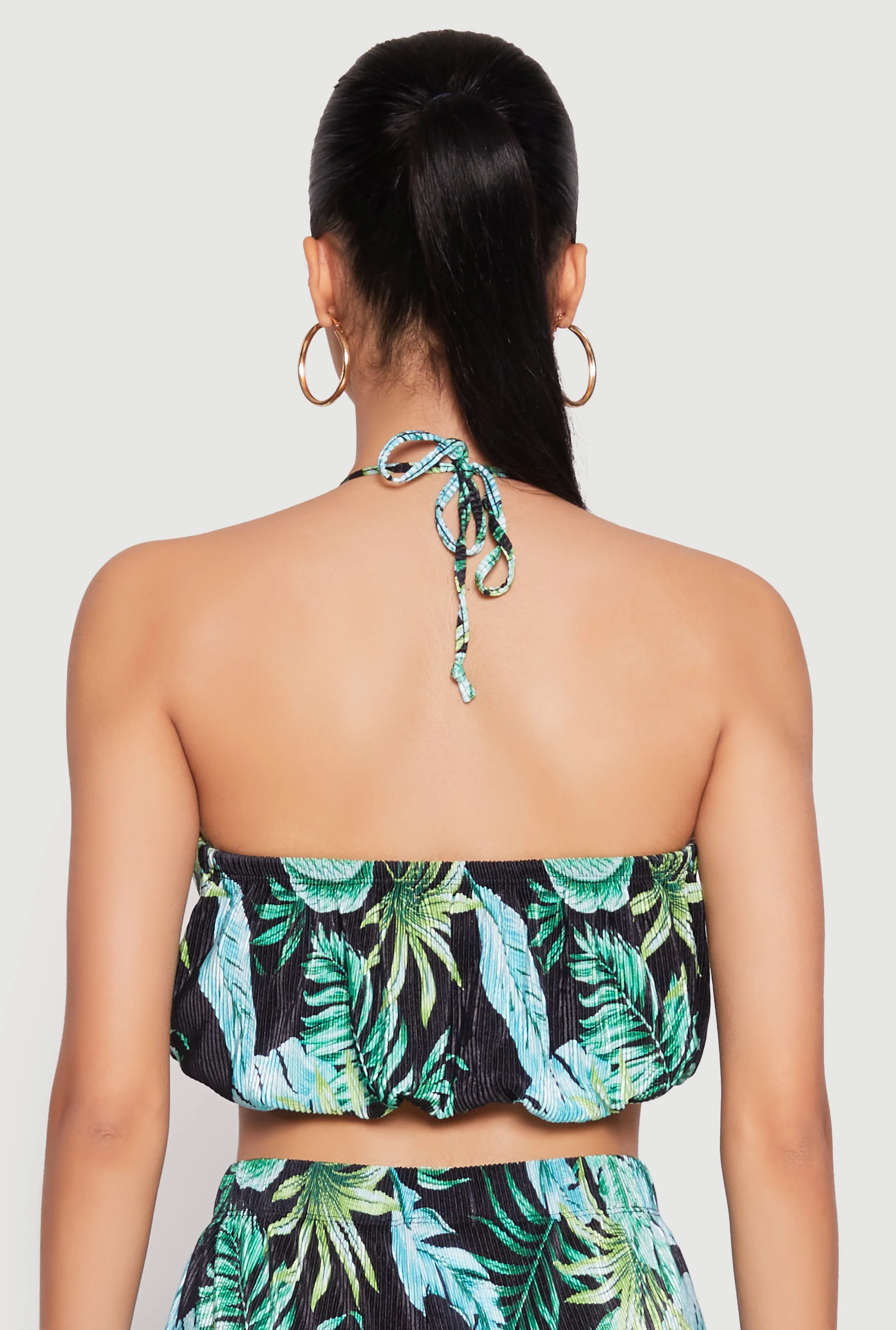 Almost Famous Plisse Tropical Print Halter Crop Top sold by Rainbow product image thumbnail 5
