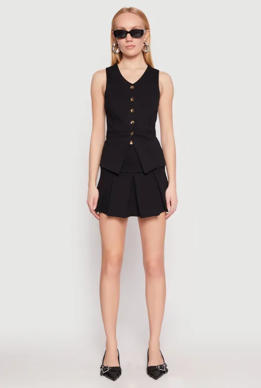 Iris Ponte Pleated Mini Skirt sold by Rainbow